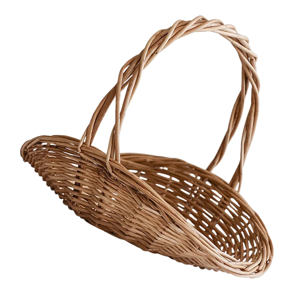 

Rattan Picnic Handwoven Large Capacity Rattan Vegetable Basket Garden Vegetable Fruit Flower Storage Portable Baskets Grocery
