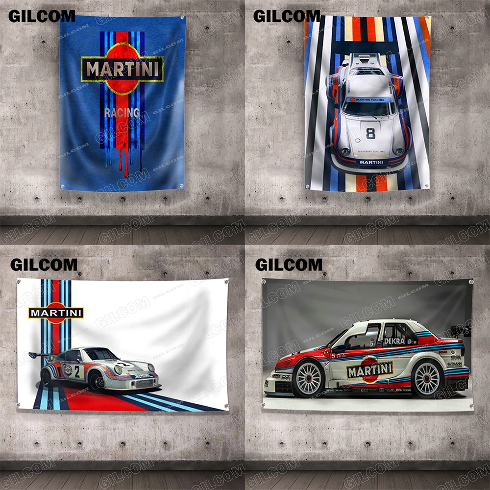 MARTINI Flag Racing Car Painting Racer Home Poster Advertise Logo Sport Outdoor Club Digital Printing Banner Brass Grommet