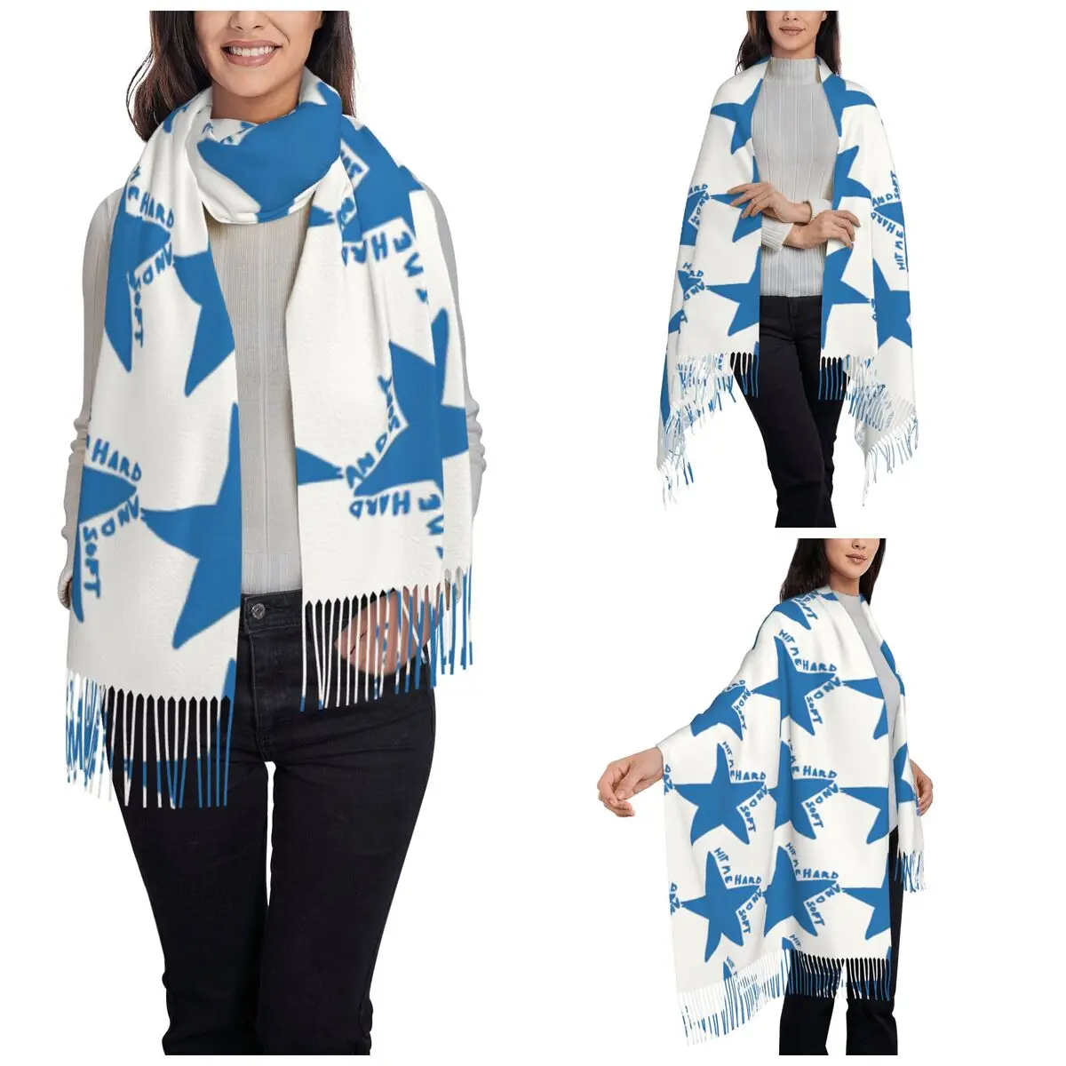 Blue Star Hit Me Hard And Soft Scarf for Womens Fall Winter Pashmina Shawl Wrap Long Shawl Scarf Ladies