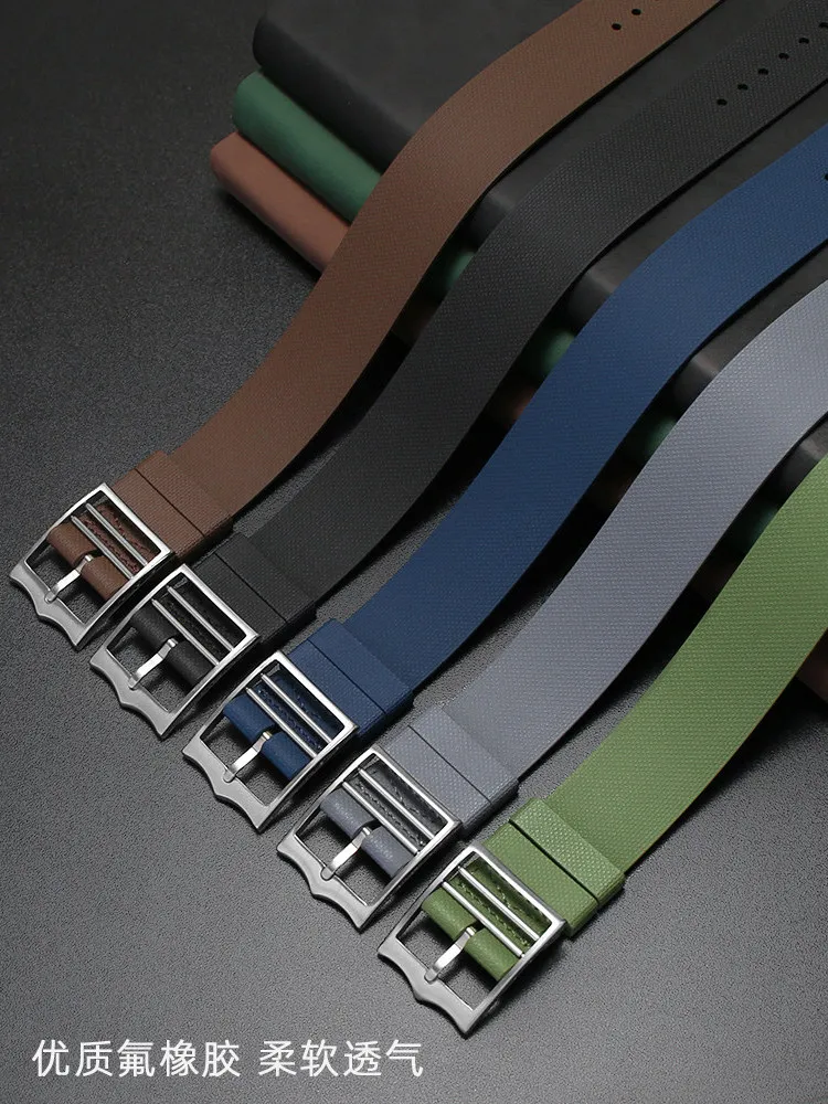 One-piece Waterproof Fluororubber Watch Strap for Longines-Tissot Rolex Armani Hollis Hamilton