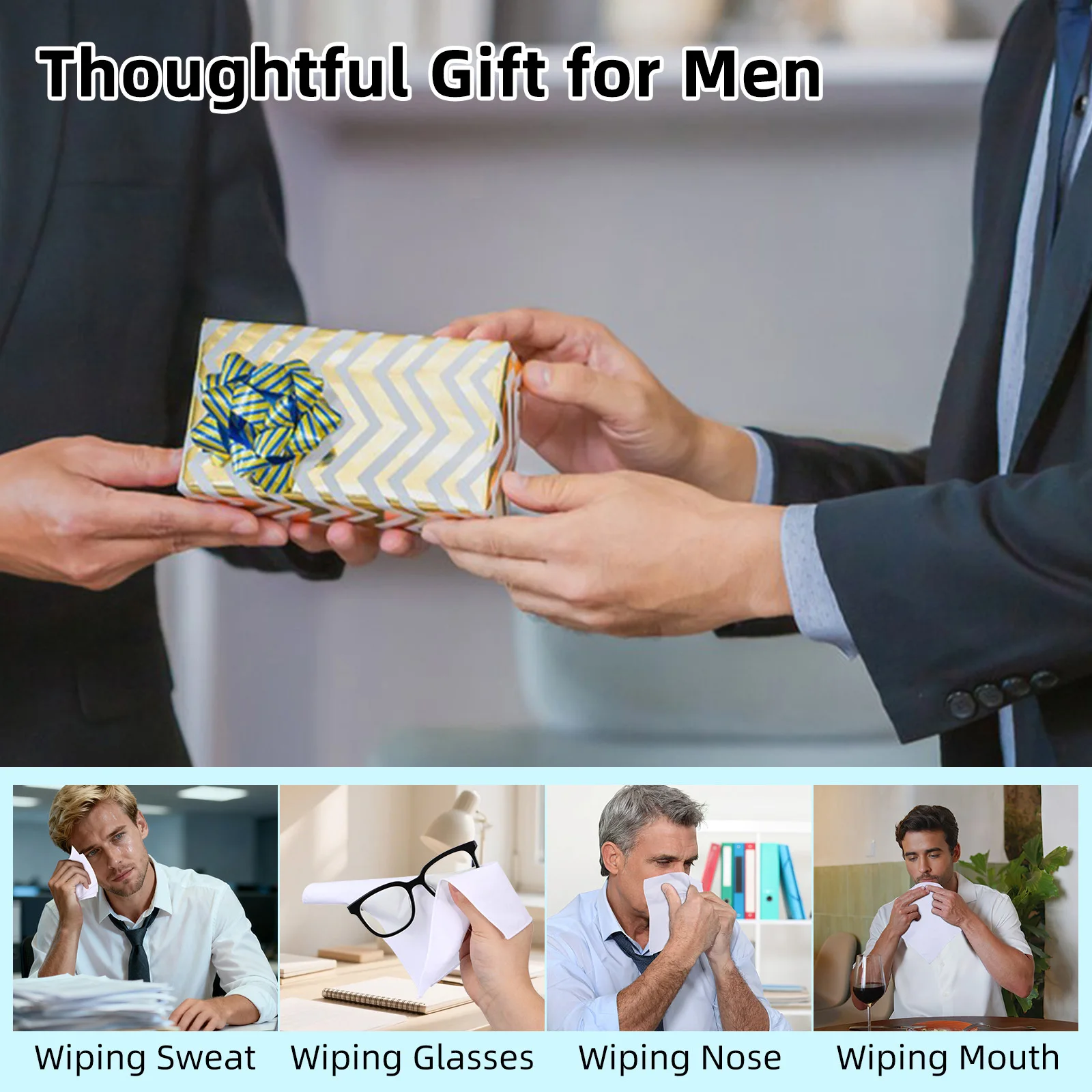 1pc Cotton Handkerchief White Square Pocket Towel For Men Multi-Function Sweat-Absorbent Handkerchief Lightweight Simple Elegant