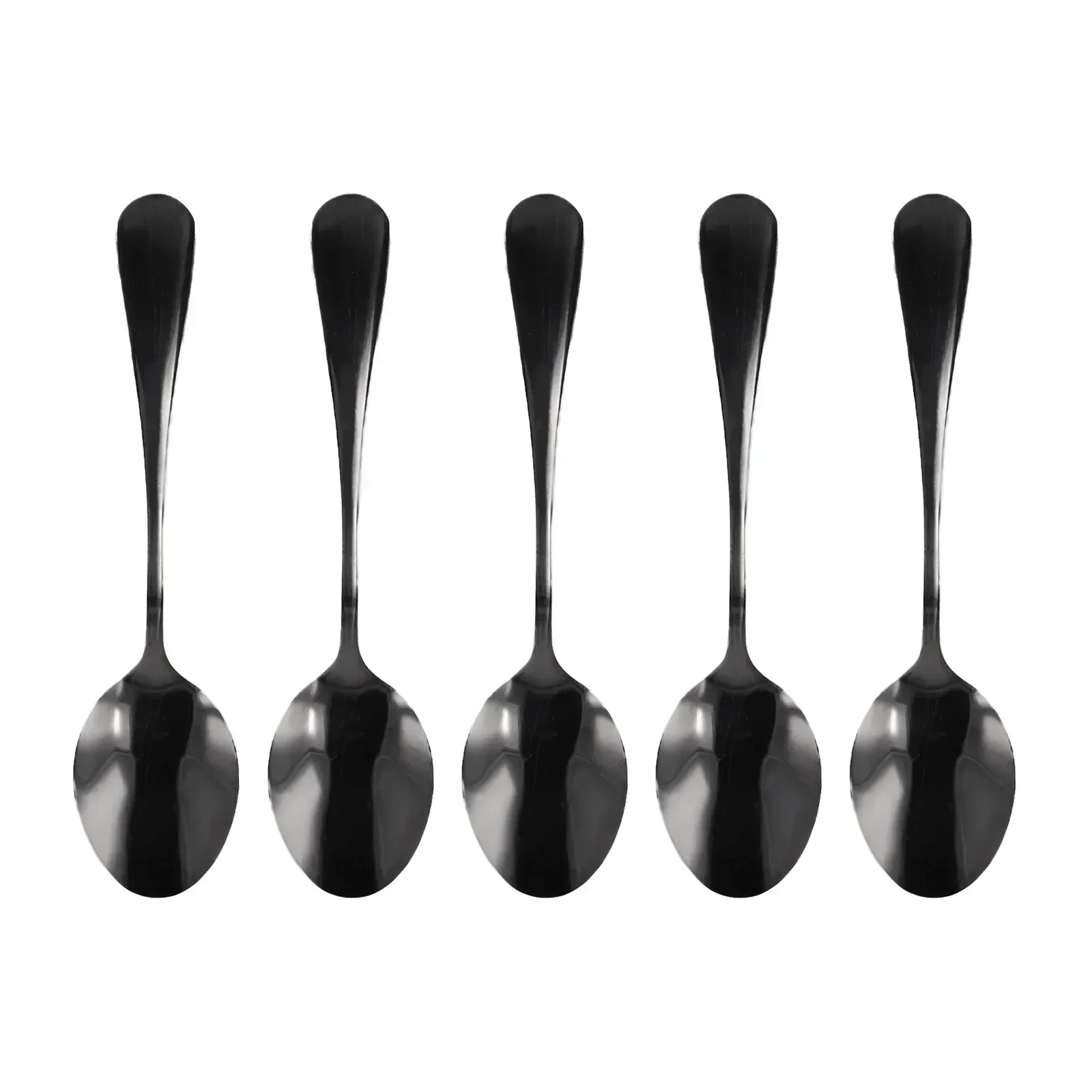 5pcs Teaspoons Stainless Steel Spoons Coffee Tea Spoon Black Tools For Kitchen Dining Coffee Bar Dessert Shop Restaurant