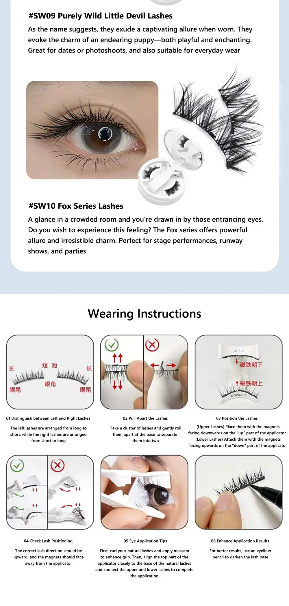 Kein Kleber erforderlich, magnetische Wimpern mit Applikator, Fox Eye, natürliches Aussehen, magnetisches Wimpern-Set, wiederverwendbare magnetische falsche Wimpern