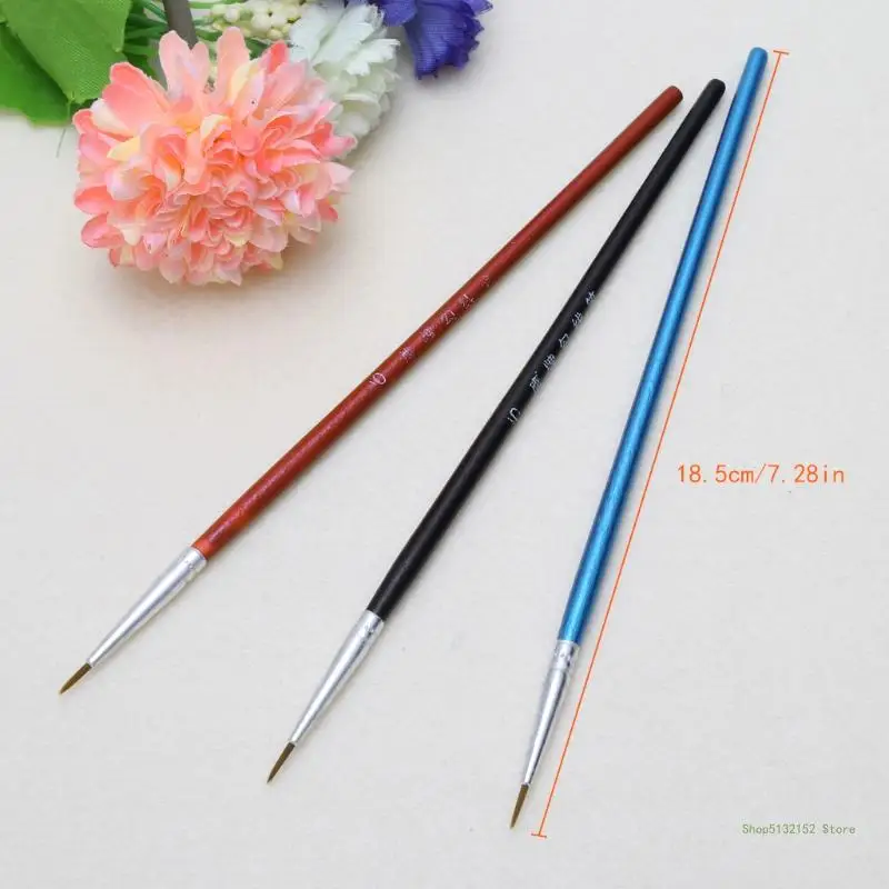 QX2E 10Pcs Nylon Hair Brush Hook Line Pen Artist Watercolor Acrylic Painting Drawing