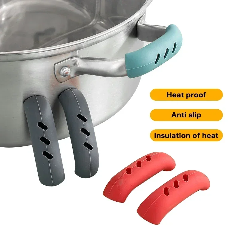 Pot Ear Clips Silicone Pan Handle Cover Heat Insulation Covers Non-slip Steamer Casserole Pan Handle Holder cookware Oven Mitts