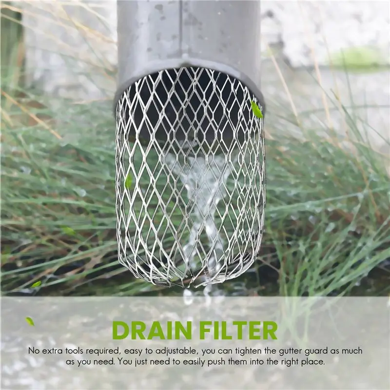

AFOURT-6 Pack Gutter Guard 3 Inch Expandable Aluminium Filter Strainer Gutter Downspout Guard For Stopping Blockage Leaves