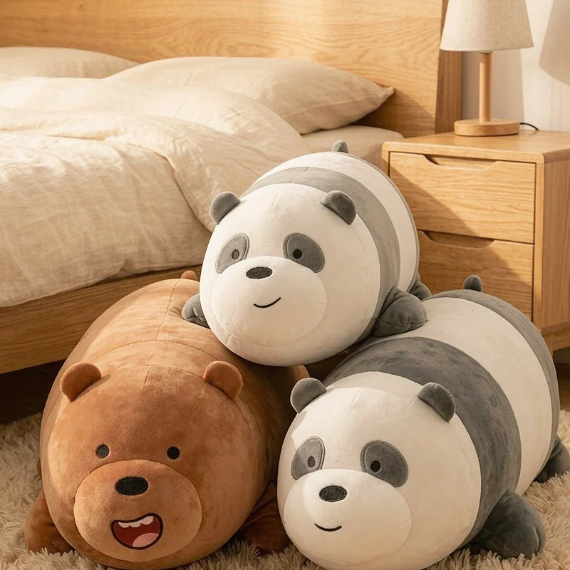 Cute Bear Plush Pillow Soft Stuffed Animals Dolls Grizzly Panda Brown White Cushion Sofa Decor Christmas Gift Kids