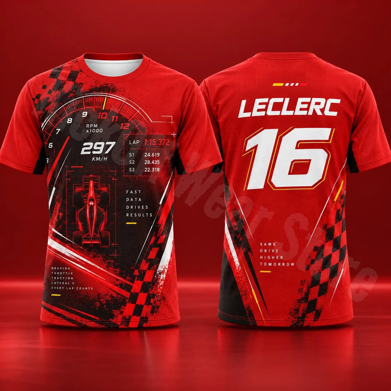 Leclerc 16 Herren-T-Shirt, Sommer-Rennsport-Grafik-T-Shirt, Speed-Style, lässige Streetwear, Motorsport-Fan-Shirt, Unisex, Herren, Damen, Geschenk – Detail 11