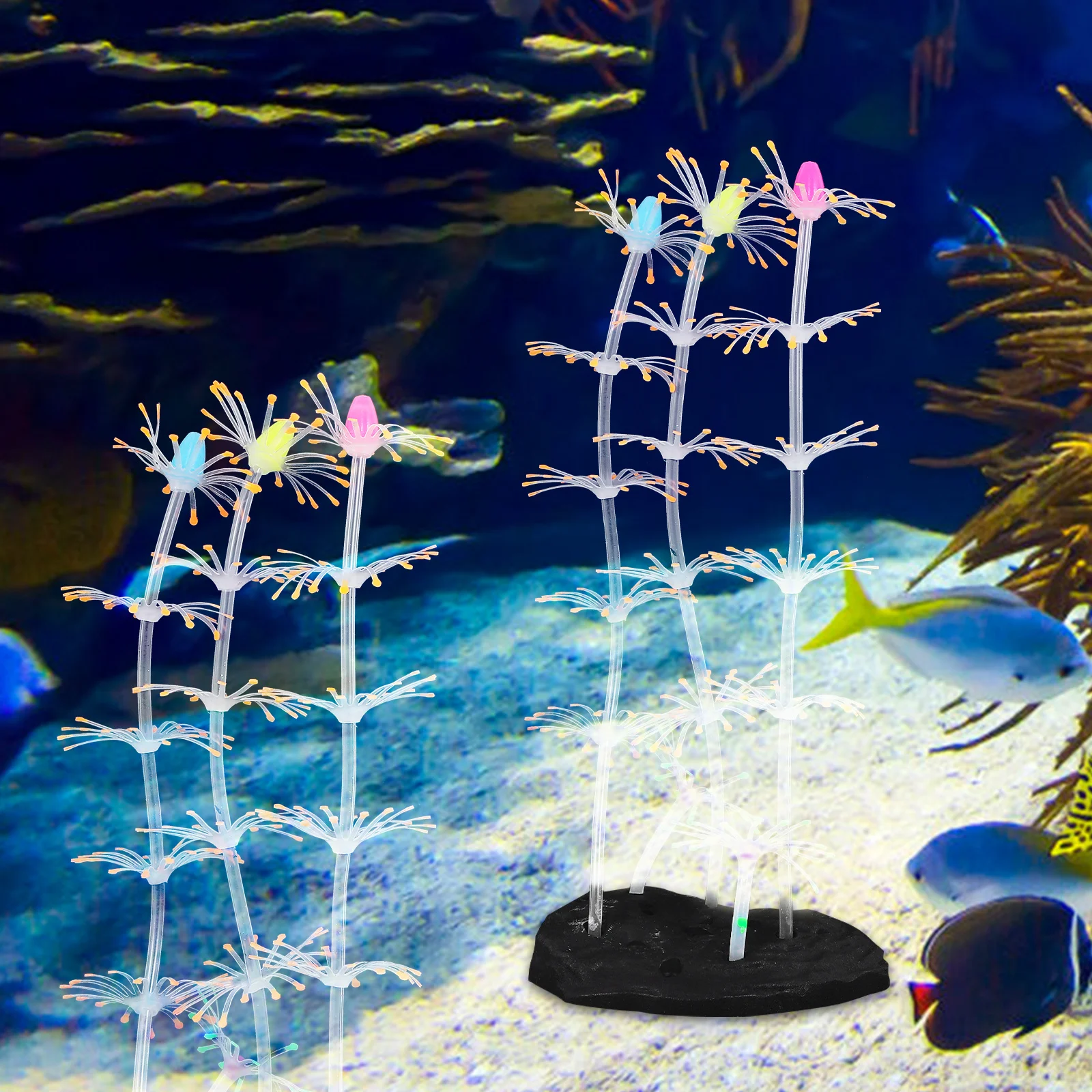 

Glowing Coral Artificial Aquarium Decor Bright Fluorescence Ornament For Fish Tank Landscape Waterproof Durable