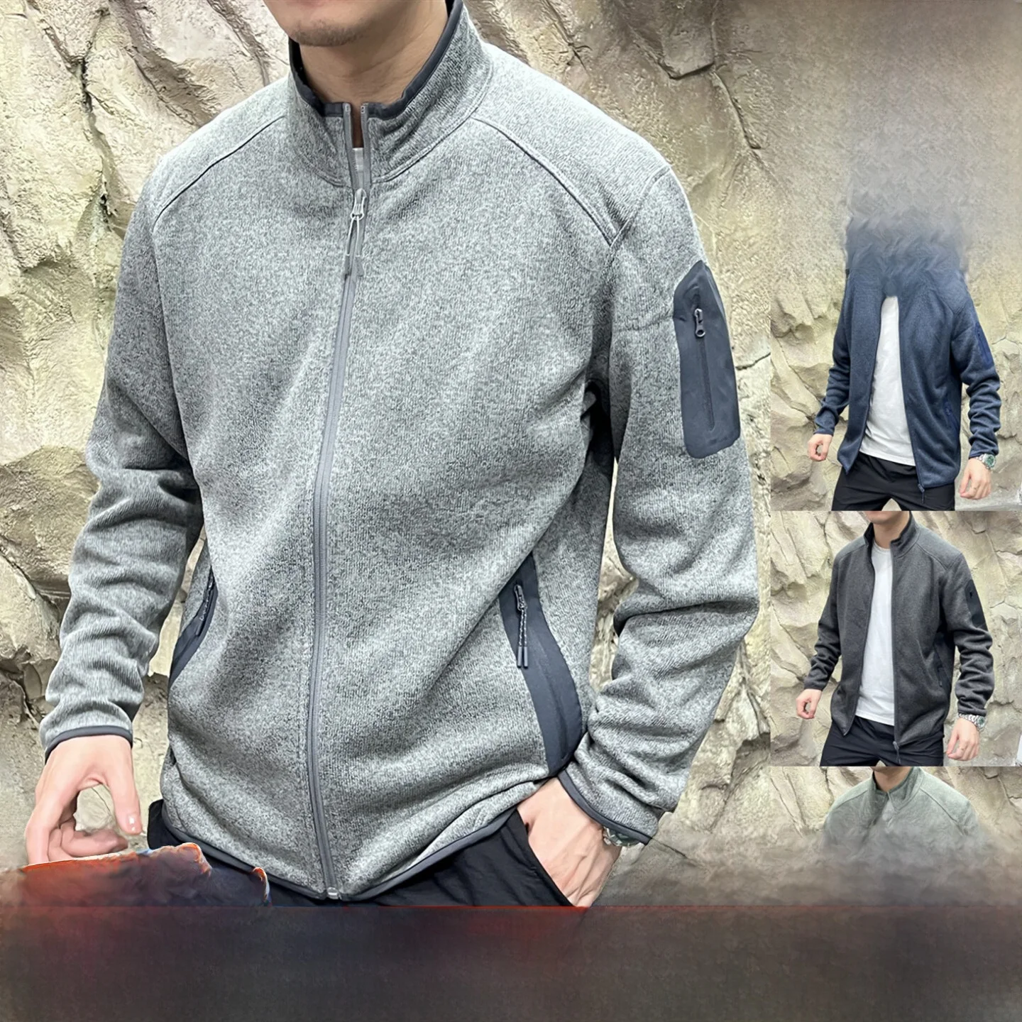 

Ограниченная серия, уличная вязаная куртка Jaet, технологический клей, воротник-стойка, теплая молодежная мода, молния из полиэфирного волокна, Clo...