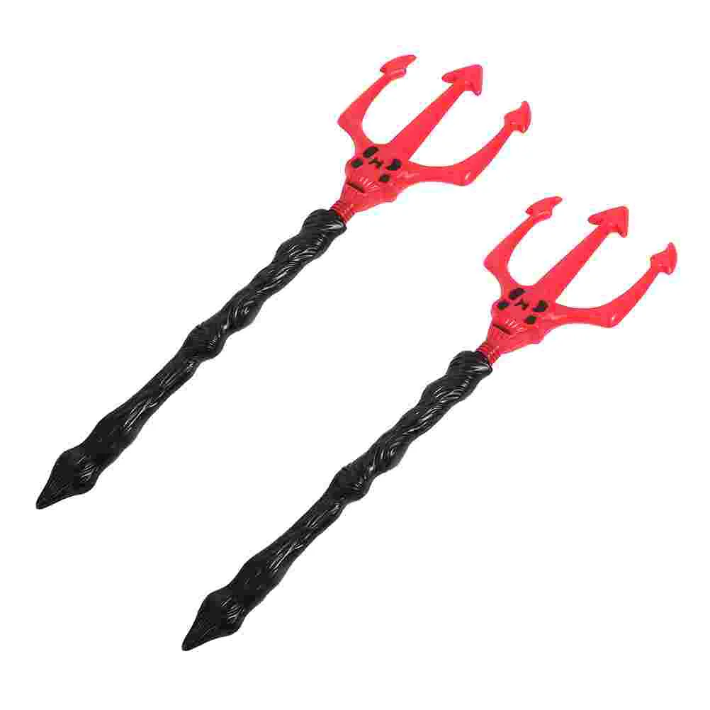 2 Pcs Threaded Rod Ghost Trident Simulation Props Cosplay Stage Performance Toy Plastic Costume Halloween Child