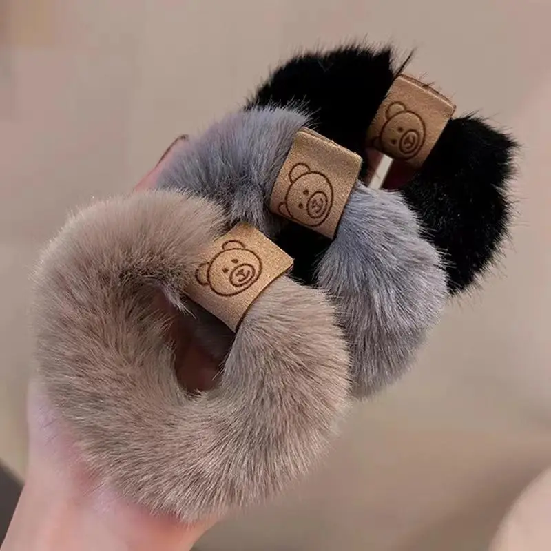 

2 шт., плюшевые резинки для волос с медведем для женщин, милые девушки, высокая эластичность, резинка для волос с хвостиком, корейские модные аксессуары для волос, подарки