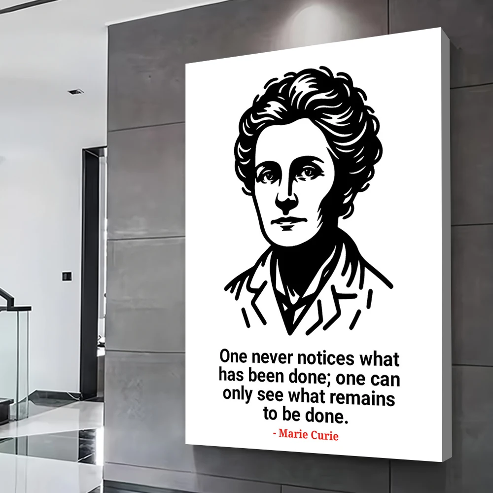 Marie Curie With Quote Poster Customizable Printed Canvas Painting Wall Art Gift for Luxury Decoration Home Room Ornaments Mural