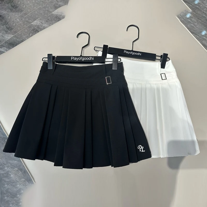 PL Golf Clothing Women Fashion High Waist Golf Skirt Ladies A-Lined Pleated Tennis Skirt Outdoor Leisure Sports Skort with Short