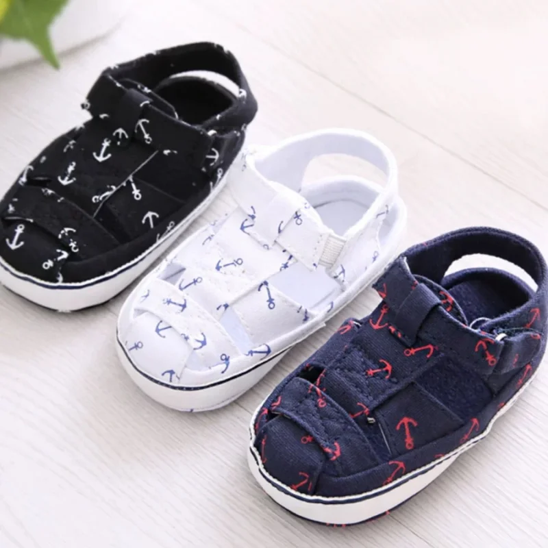 Baby Canvas Sandals 0-18 Months Boys Soft Soled Closed Toe Anti-Collision Walking Shoes