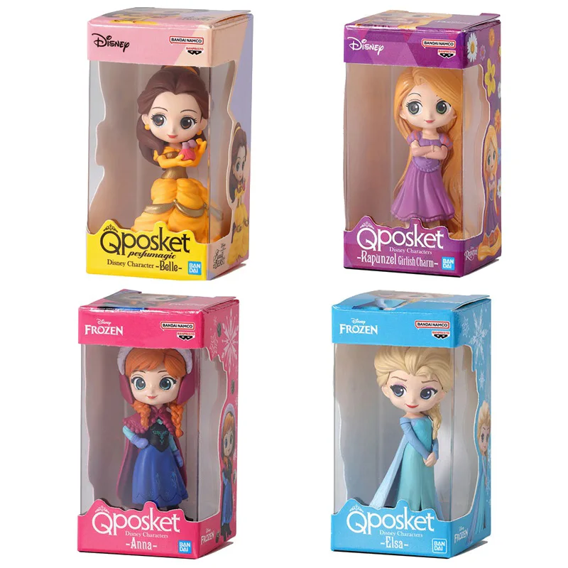 

Bandai 4PCS Gashapon Disney Qposket Elsa Belle Anna Anime Toys For Kids Action Figure Gifts Collectible Model Modeling Ornaments