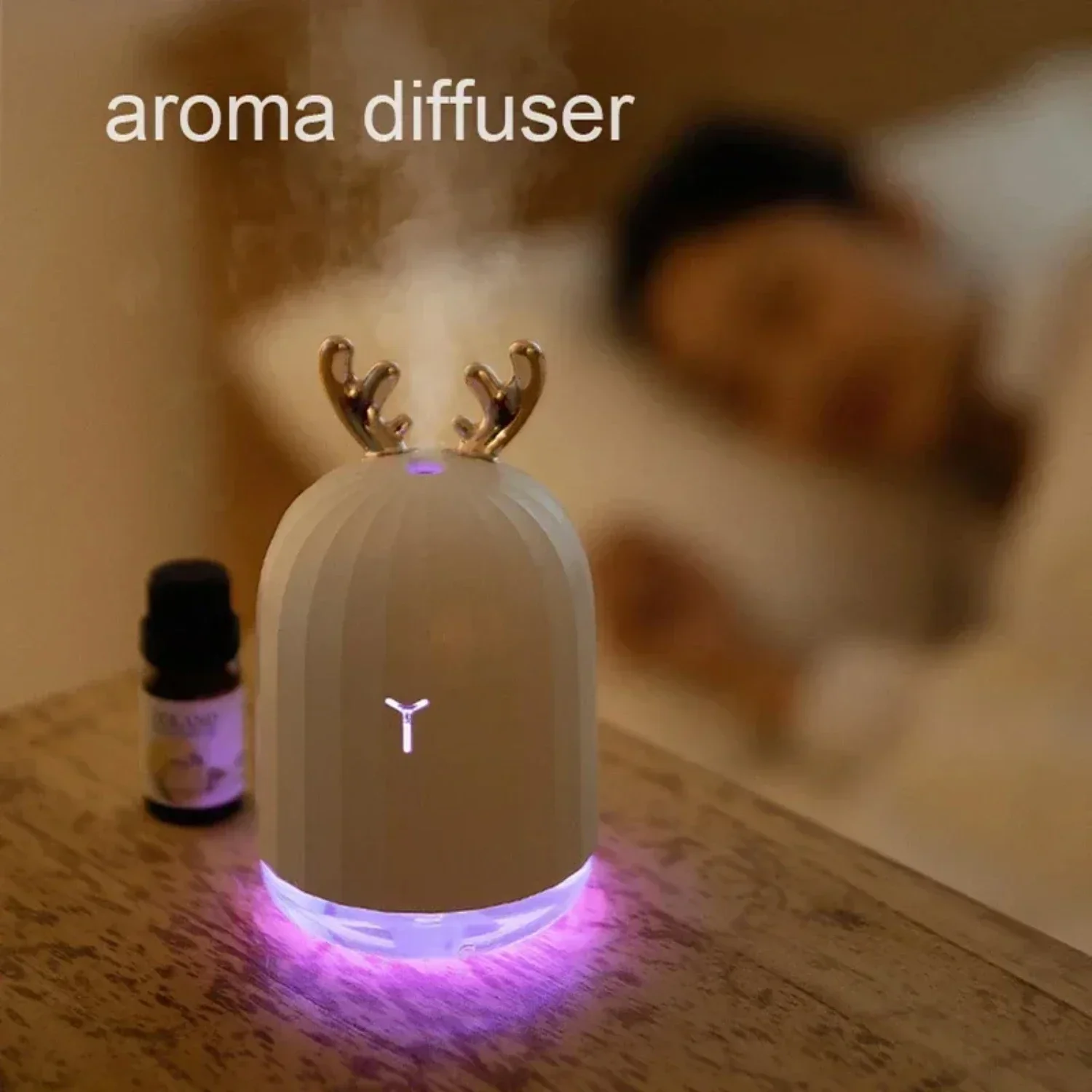 Umidificatore d'aria ad ultrasuoni con olio essenziale USB a nebbia fredda con luce notturna a LED a 7 cambi di colore-capacità di 220ml-perfetto per l'uso in auto