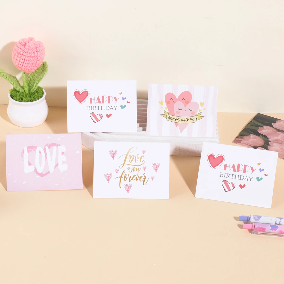 12PCS Heart Pattern Card Set,Express Your Emotions Space for Writing Blessings,Birthday Cards,Romantic Gift for Valentine's Day