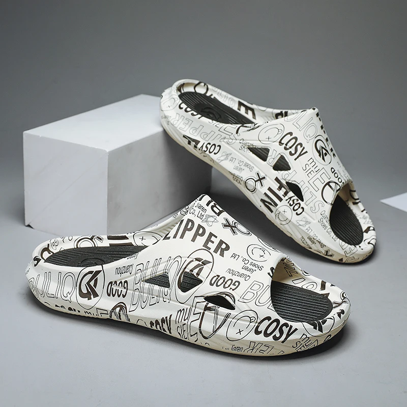 

2025 Men's Slippers Casual Home Wear Outdoor Flame Trend Couple's Anti-Odor Anti-Slip Summer Slippers Comfortable PVC Bottom