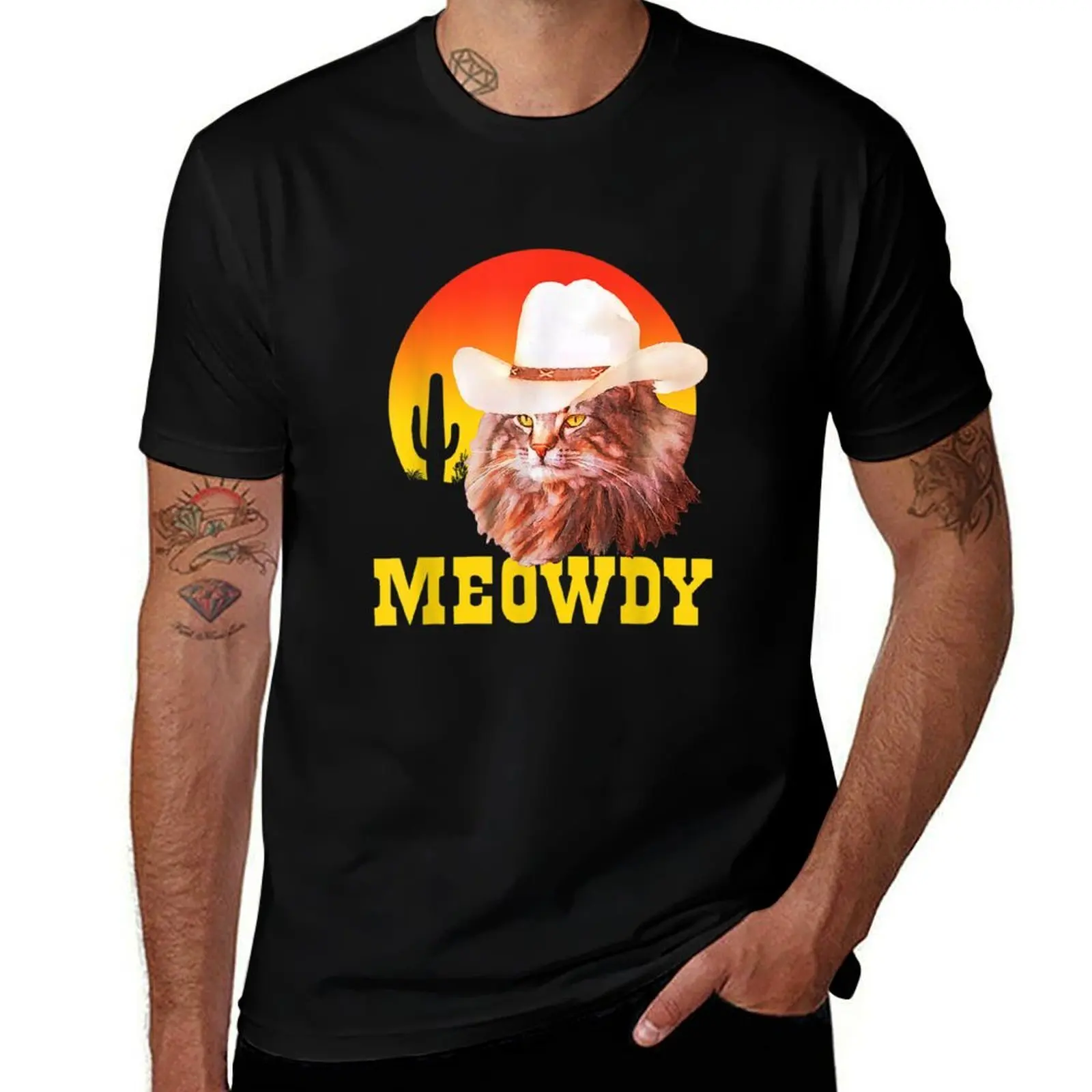 

Meowdy! Funny Country Music Cat Cowboy Hat Vintage T-Shirt graphic shirts boys animal print graphics blanks men t shirts