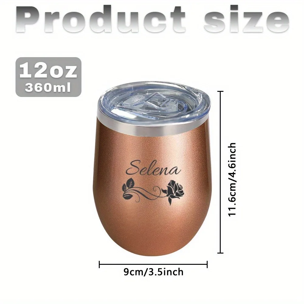 Custom 12oz Stainless Steel Travel Coffee Cup Mug for Hot Cold Drinks, Mother's Day Graduation Gift for Woman Man, Everyday Use view 3