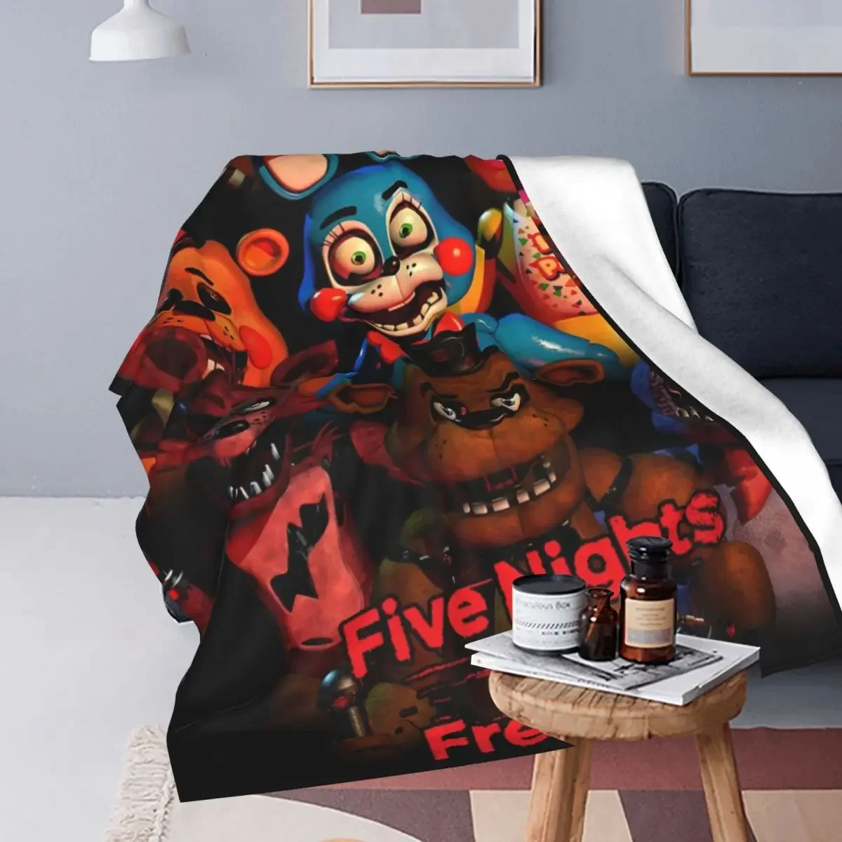 Five Nights Horror Game Blanket Fleece Spring/Autumn Cartoon Freddys Lightweight Thin Throw Blankets for Sofa Bedroom Rug Piece