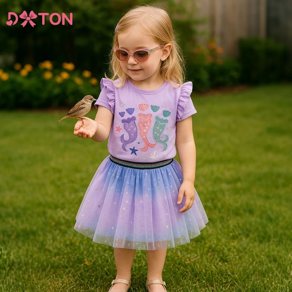 DXTON Baby Girls Mini SKirt Tulle Four Season Toddler Gradient Blingbling Kids Tutu Skirt Mesh Children Performance Costumes