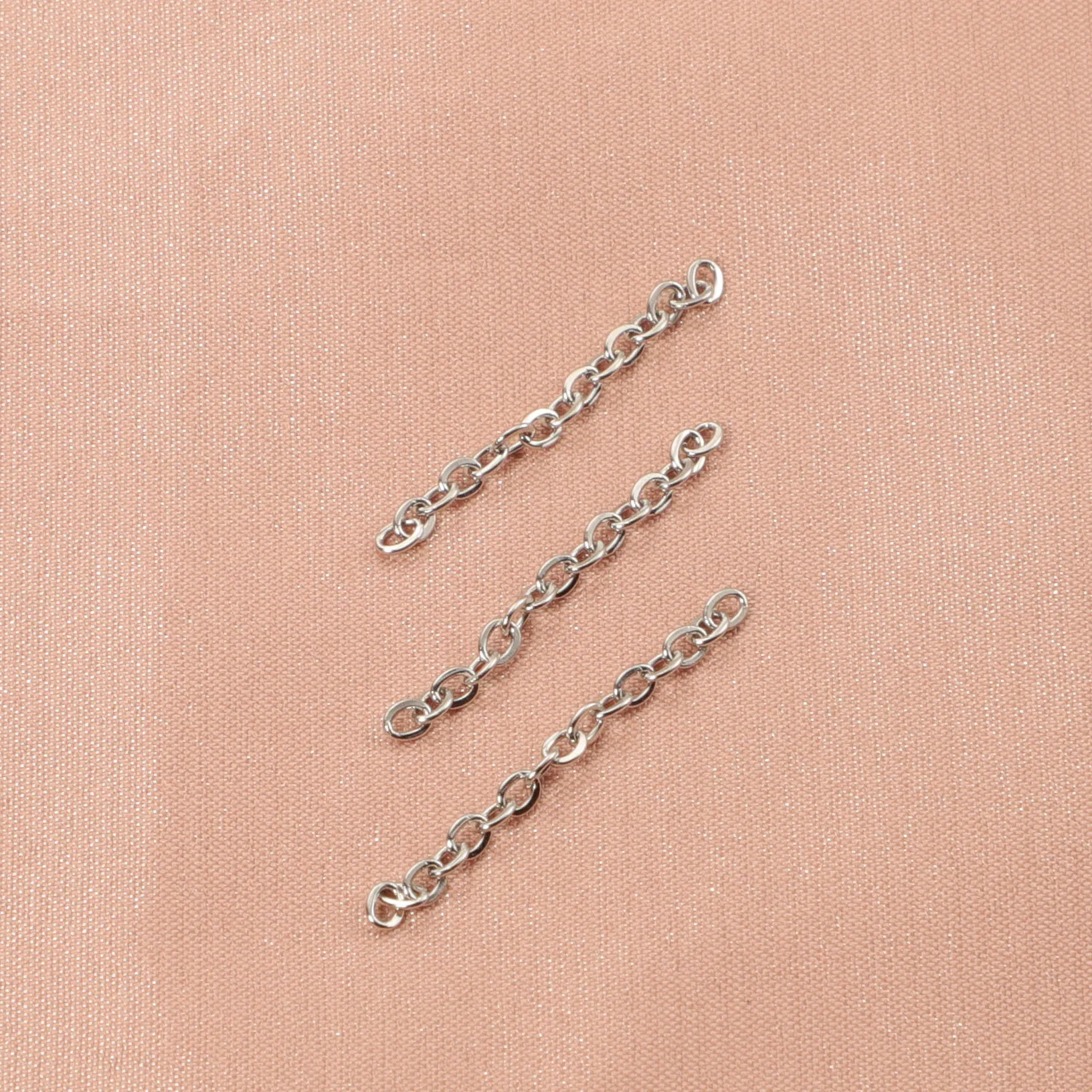 50pcs Stainless Steel 3cm Chain Silver Color Metal Extended Extension Tail Chain Wholesale