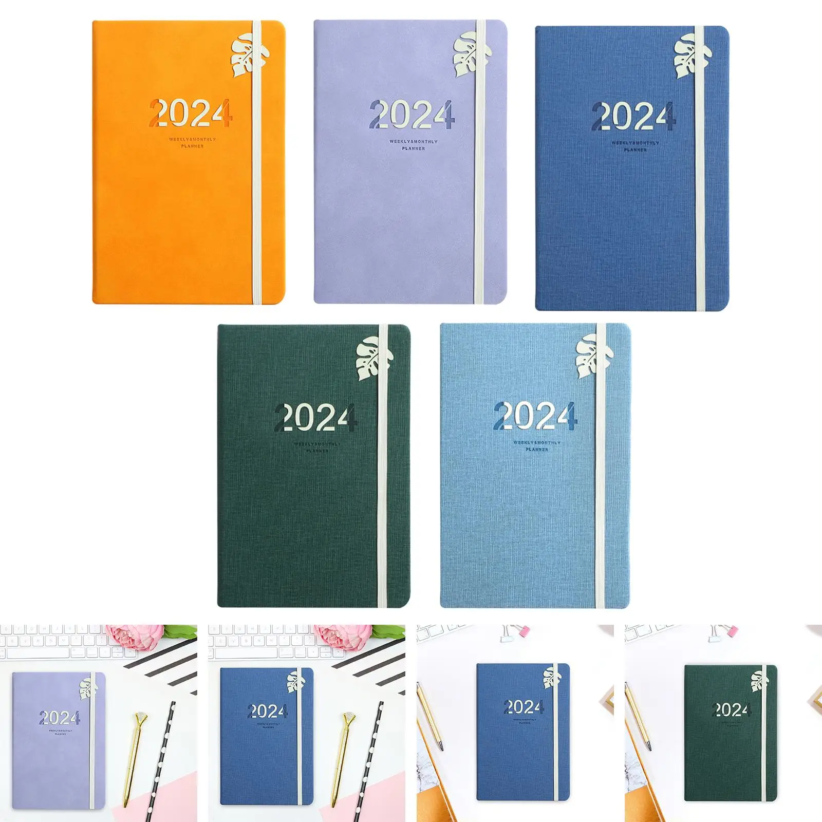 2024 Planner Notebook Monthly Planner PU Cover ,156 Sheets/312 Pages to Do List Notebook for Home Gifts Travel