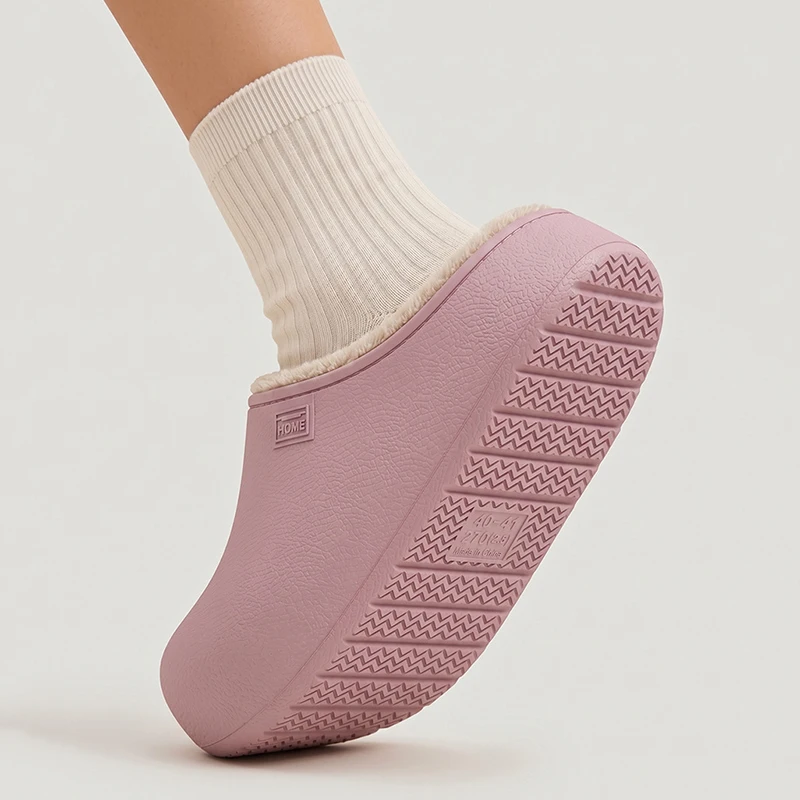 Wasserdichte Baumwollpantoffeln für Damen, Leicht, Rutschfest, Fleecefutter, Warme Hausschuhe, Bequeme Outdoor- und Indoor-Paarschuhe – Detail 7
