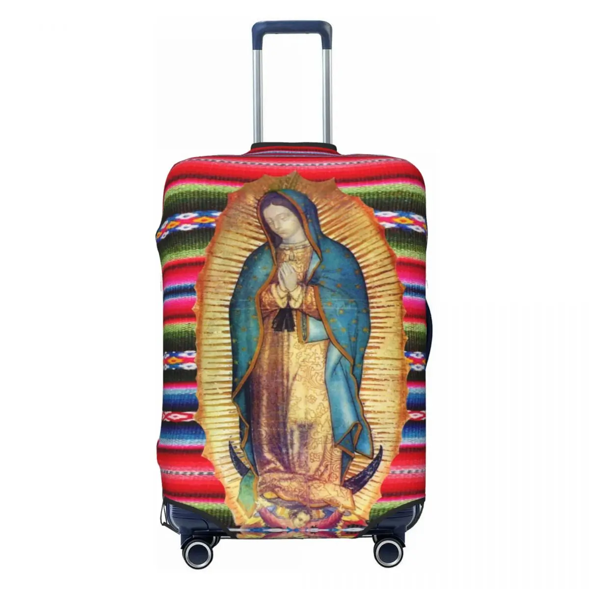 Custom  Our Lady Of Guadalupe Virgen Maria Zarape Luggage Cover Protector Elastic Virgin Mary Catholic Travel Suitcase Covers