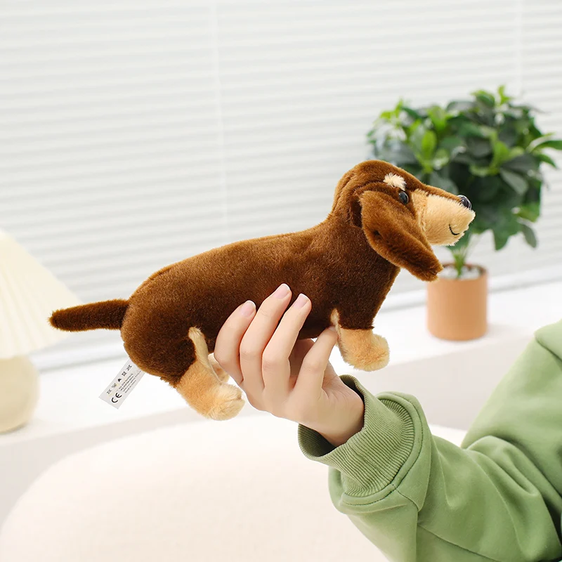Simulation Dackel Tier Puppe Gefüllte Stehende Hund Welpen Plüsch Spielzeug Braun Schwarz Plushie Männer Geburtstag Geschenk – Detail 11