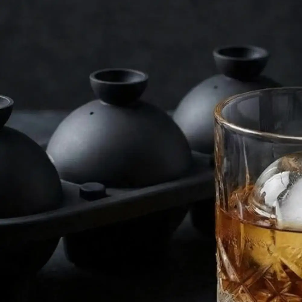 Durable Food Grade Ice Tray Thickened Silicone Ice Mold Tennis Ball Silicone Ice Cube Tray 3-cavity Whiskey Sphere for Cocktails