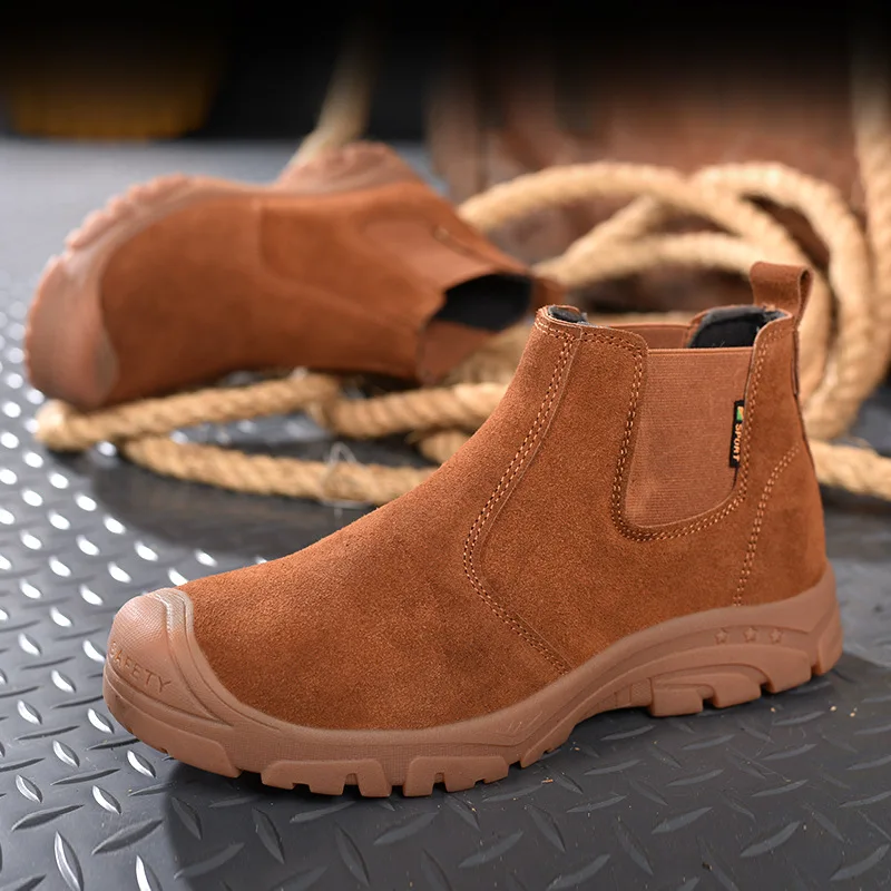 Anti Smashing And Anti Piercing Suede Safety Shoes Men\'s Steel Toe Cap Protection Work Shoes Fashion Scarpe Antinfortunistiche