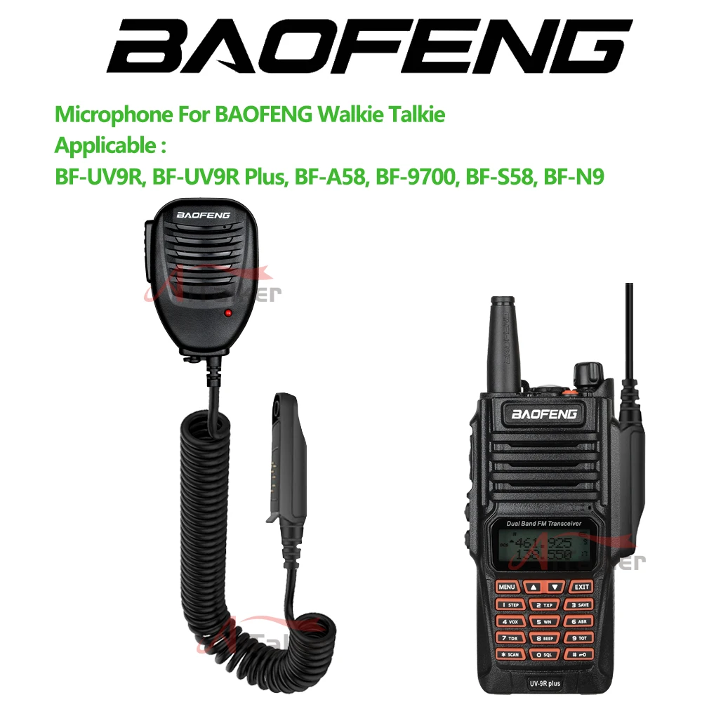 

Рация Baofeng UV 9R Plus, динамик, микрофон, двухсторонний радиоприемник, водонепроницаемый PTT динамик, микрофон для UV9R Plus Pro BF A58 BF 9700