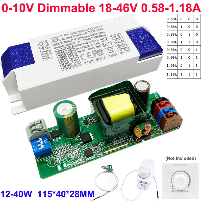 

0-10V LED Driver Dimmer 18-46V Power Switch 250mA-1.2A Dimming 86 Buttons Light Panel Wall Mount Controller AC85-277V Adjustable