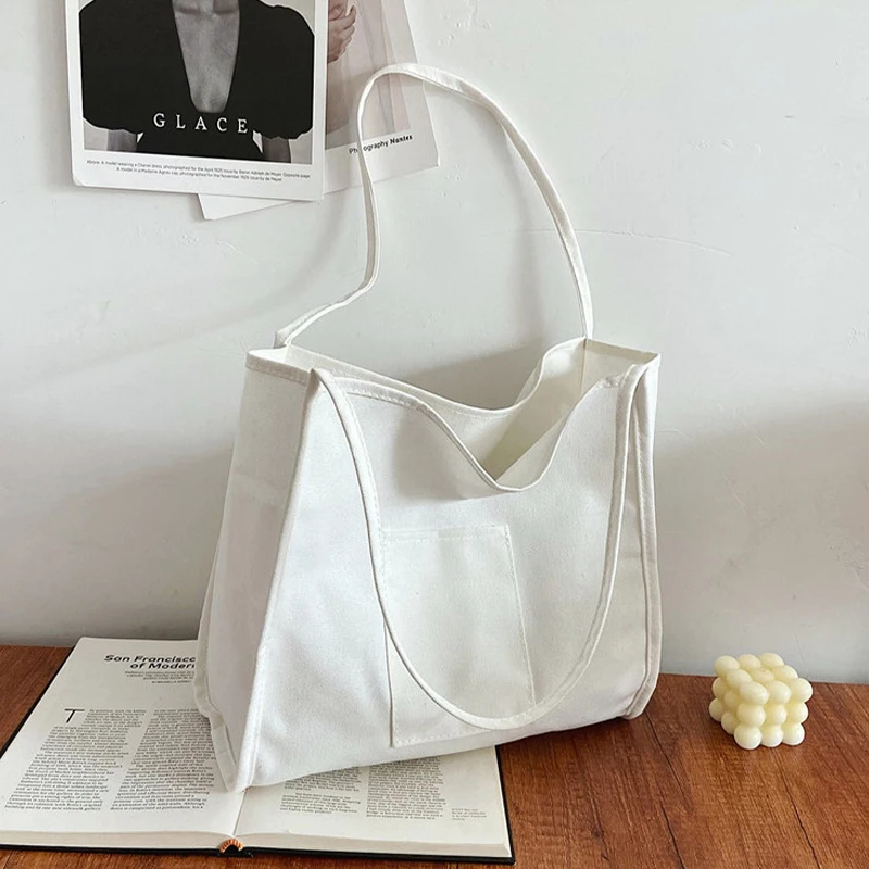 Bolso Retro de lona para mujer, bolsa informal Simple de un hombro, a la moda