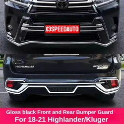 Car-styling For 2018 2019 2020 2021 Toyota Highlander/Kluger Front + Rear Bumper Protector Guard Bar Plate ABS Plastic