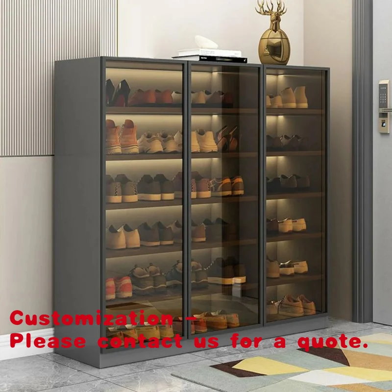 

Обувница Customized.Keway Glam Style с закрытыми полками, 9 ярусов, на 40 пар, деревянный шкаф для хранения обуви, витрина для обуви в гостиную