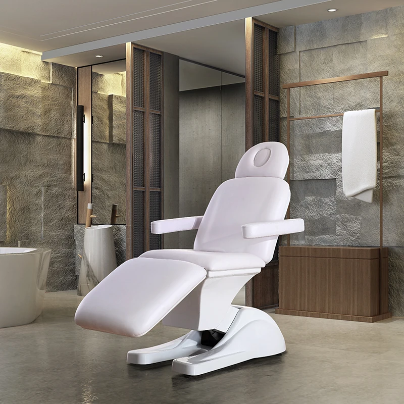 Beauty Salon Furniture White Electric Facial Cosmetic Beauty Bed Chair With 3 Motors