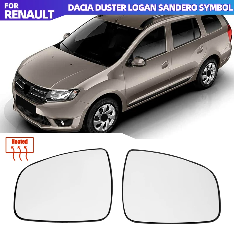 Side Mirror Glass For Renault Logan Sandero 2008-2013 Symbol 2013-2023 Dacia Duster 2014-2017 With Heating Rearview Mirror Lens