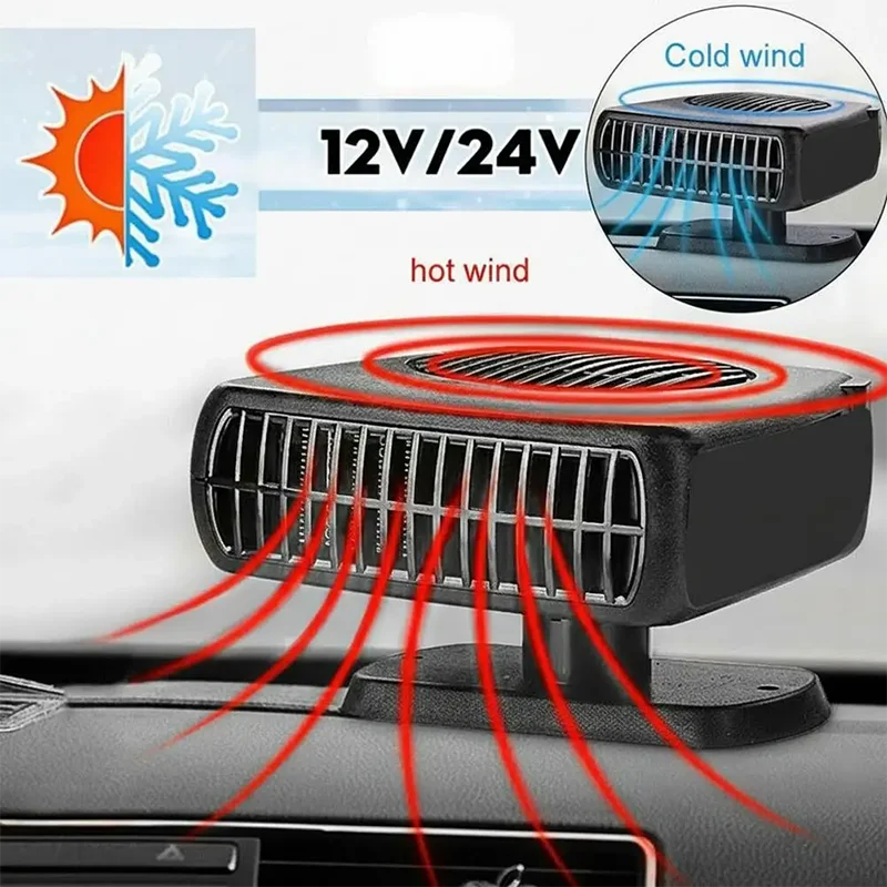 Car Defroster Heater Cooler 12V/24V 200W Portable Vehicle Heating Cooling Fan Windshield Electric Demister Mini Air Conditioner