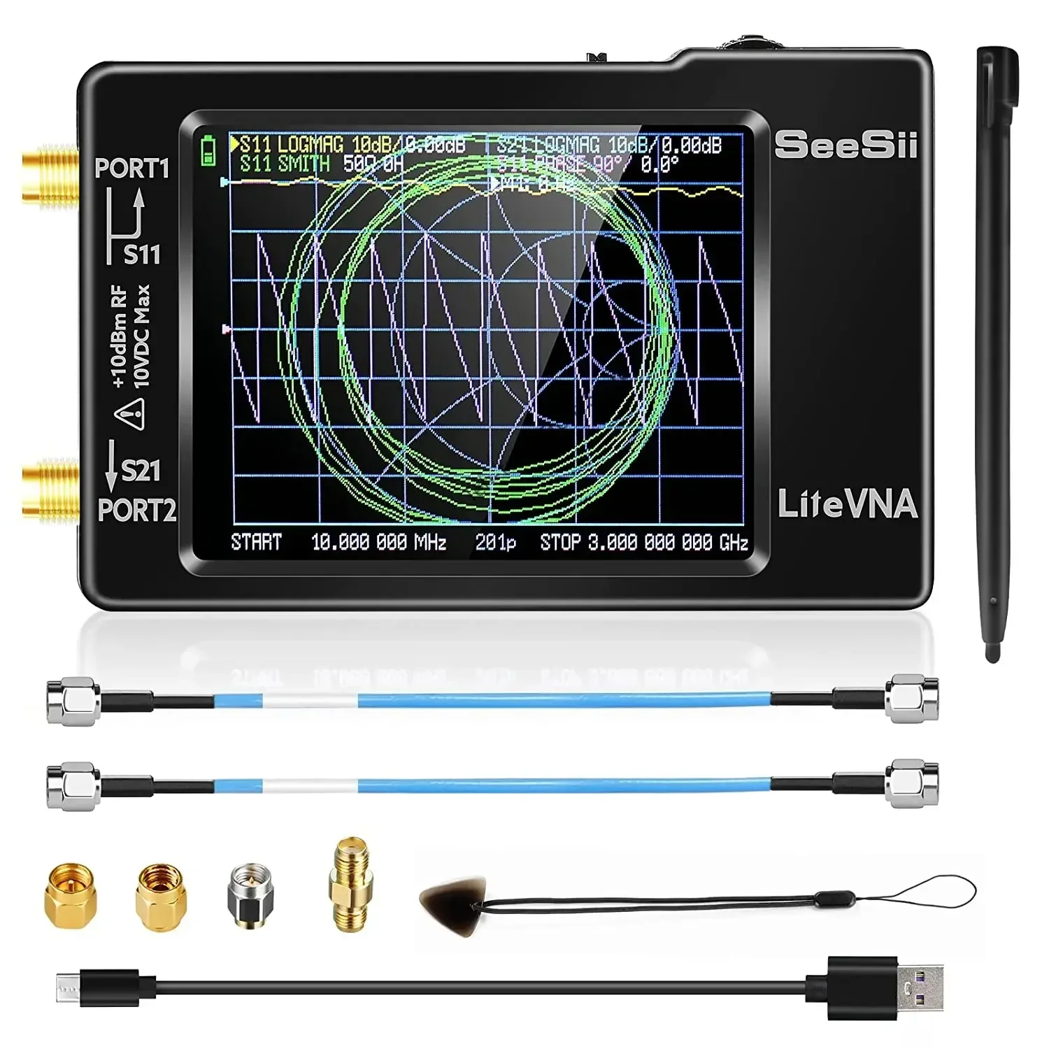 Upgraded 2.8 inch NanoVNA 50kHz-6.3GHz Vector Network Analyzer Antenna Analyzer with MicroSD Slot Support Data Storage LiteVNA