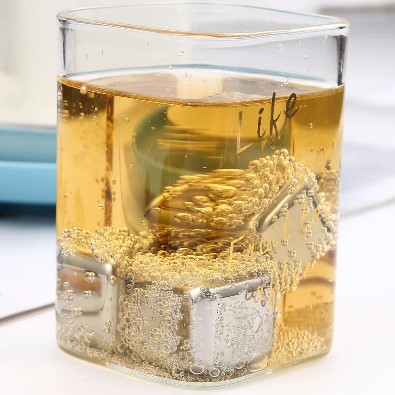 304 Stainless Steel Ice Cubes Whisky Stones Reusable Alcohol Chiller Rocks Fast Freezing Non Melt for Home Bar Party Drink