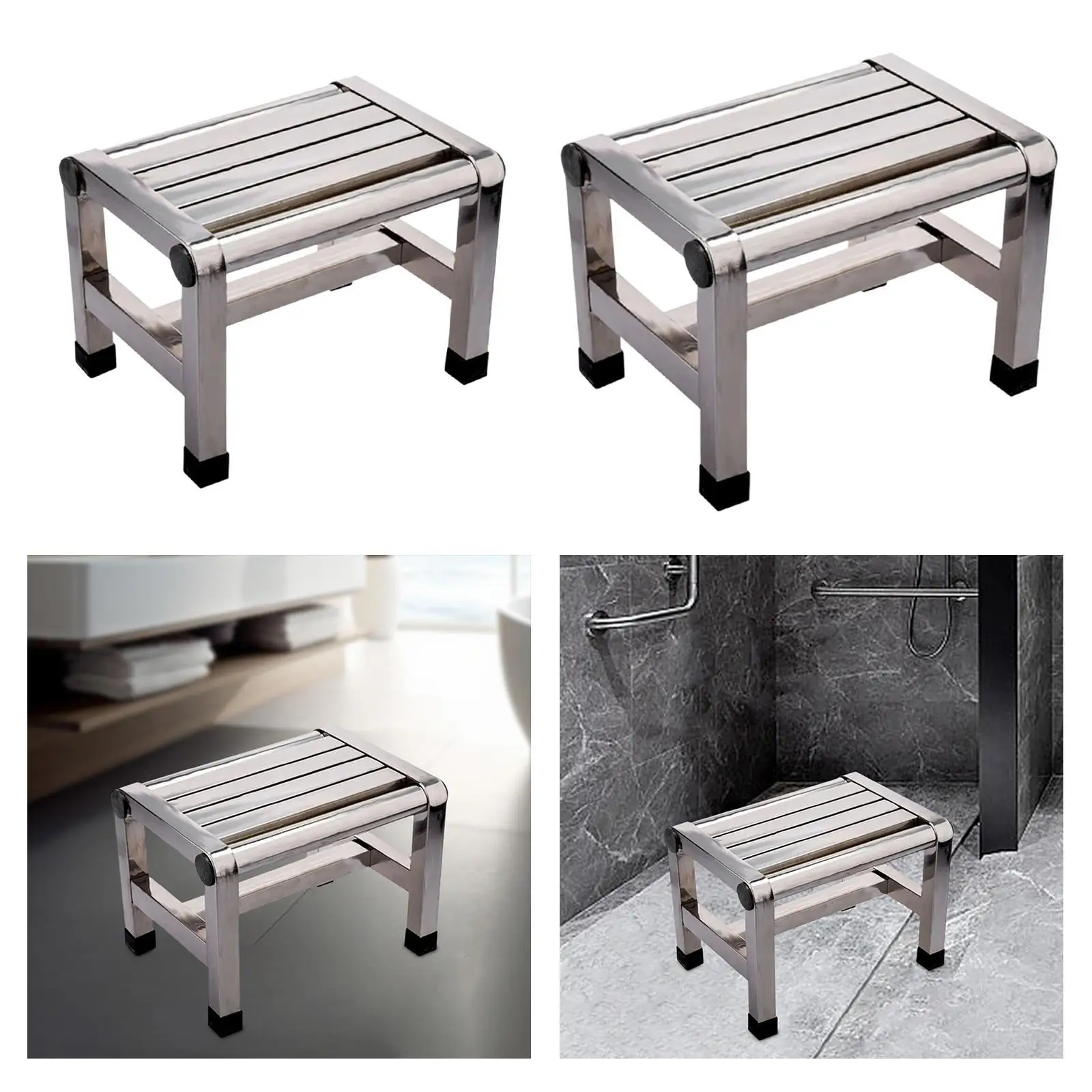 حمام البراز مستقرة عدم الانزلاق الحمام البراز الفولاذ المقاوم للصدأ المعادن خطوة البراز للشقة الرجال النساء المسنين كبار أطفال الأطفال