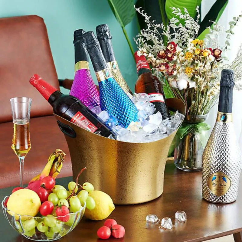 

9L Ice Champagne Bucket 304 Stainless Steel Cooling Whisky Wine Beer Storage Basin Bowl Bar Accessories for Party Watching TV