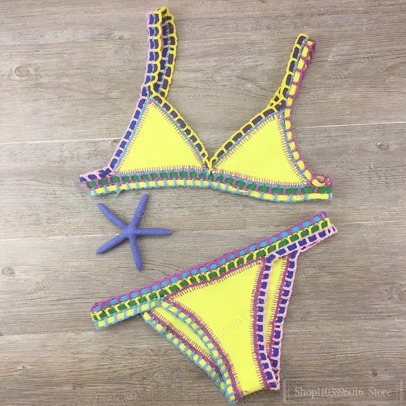 

Sexy Bikinis 2025 Summer Women Swimsuit Hand Crocheted Bikini Set Swimwear Beach Bathing Suit Biquini Female Monokini
