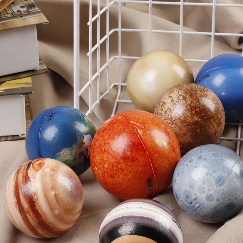 1PC 6.3CM Color Printing Sponge Solid Soft Ball Solar System Planet Balls Stress Relief Toys For Kids Bouncy Ball