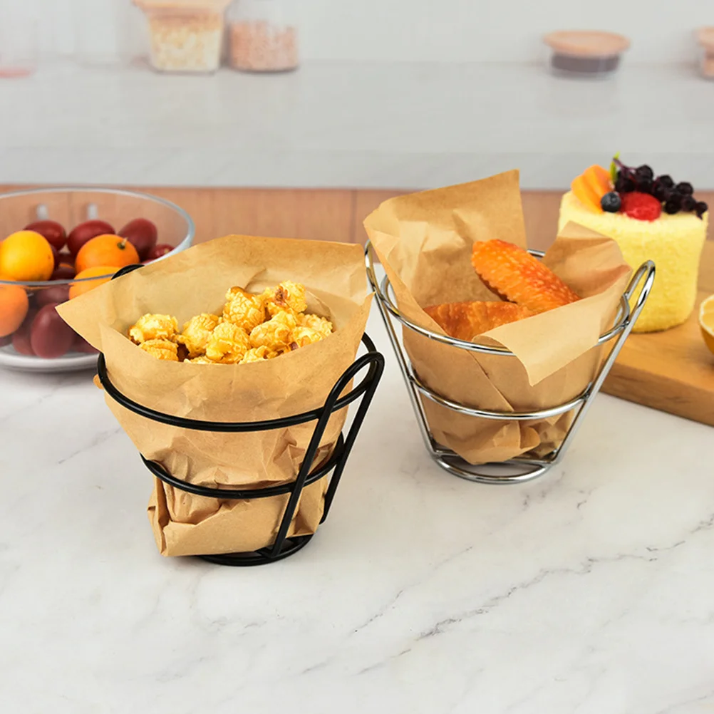 

4Pcs Iron Snack Rack Premium French Fries Holder Large Capacity Fried Food Basket for Restaurant Bar Home Use French Fry Holder