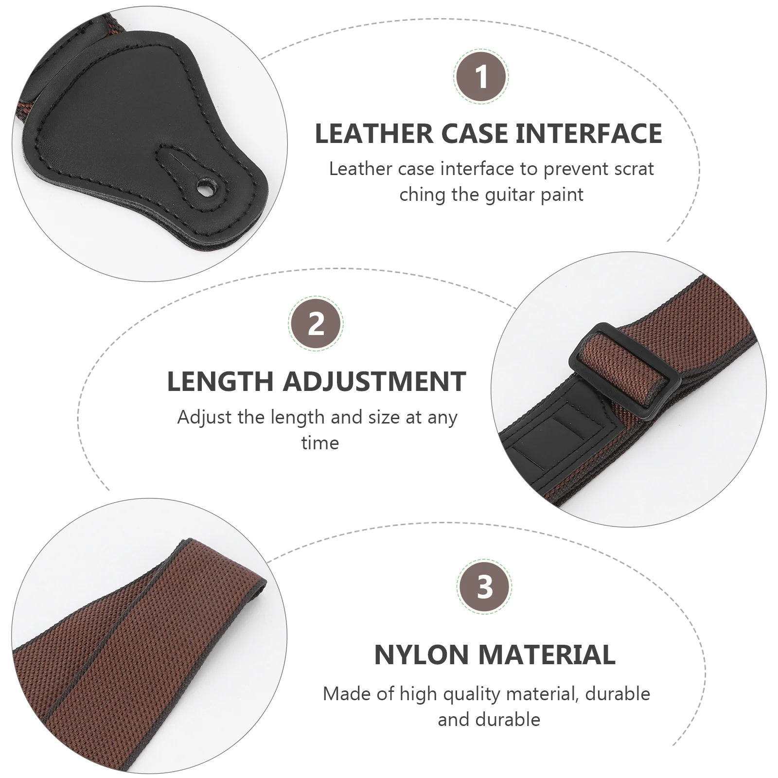 

Guitar Strap Adjustable Black Bass Accessories Pick Holder for Straps Acoustic Electric Shoulder